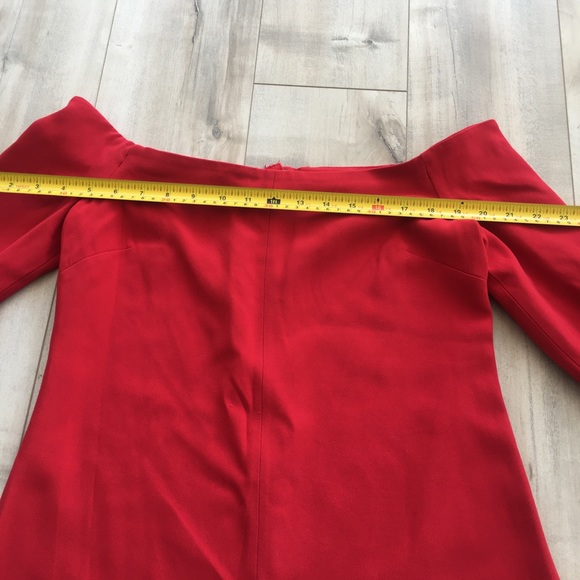ALEXIS red off the shoulder crepe cocktail dress - Picture 11 of 15
